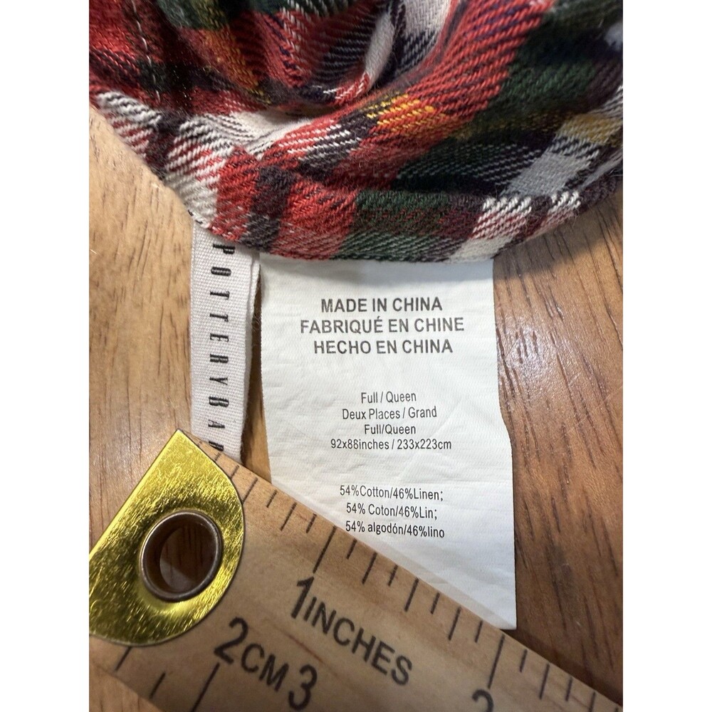 Pottery Barn Full/Queen Duvet Cover + 2 Pillowcases Denver Red Tartan Plaid Xmas - Picture 9 of 14